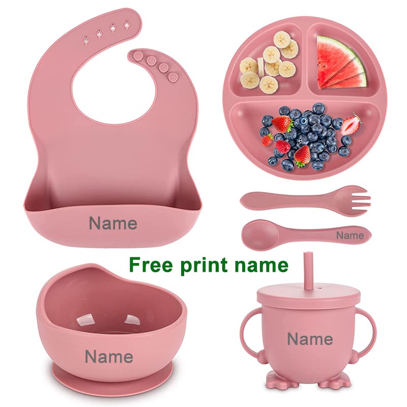 Baby Food Menu - Baby's Personalized Name Silicone Feeding Sets,